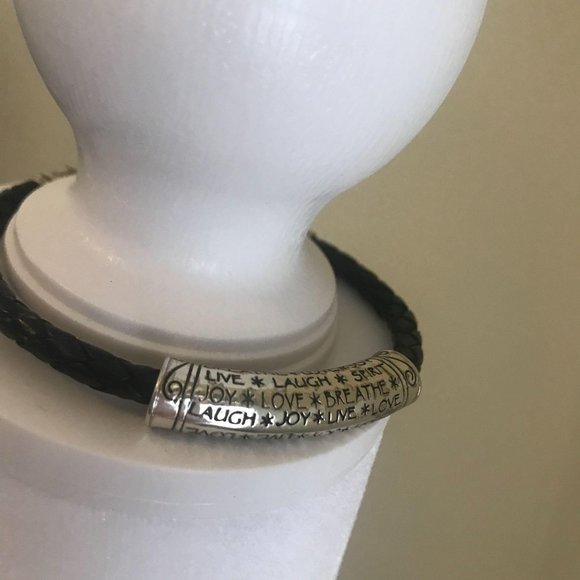 Brighton Jewelry - BRIGHTON bracelet: ELAN black leather & silver bracelet spirit joy love *RETIRED